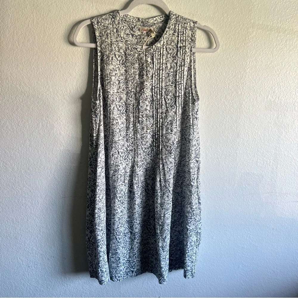 Faherty Isha Floral Imma Dress White with Blue Flowers w/ Pockets Size Small NWT - Picture 3 of 14